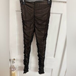Fashion Nova Black Sheer Mesh Ruched Leggings